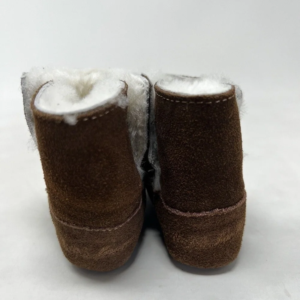 Ralph Lauren Infant Girl's Mallor Suede Toggle Boot Brown Layette Shoes Sz 1